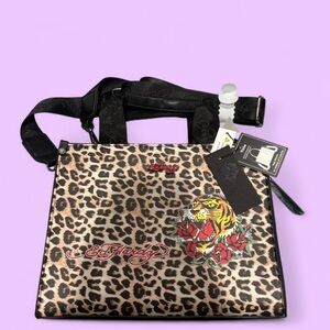 Ed Hardy Leopard Mini Bag - Black and Brown